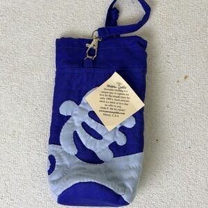 Hawaii Quilted BOTTLE HOLDER NWT Blue With Strap- Drawstring Closer